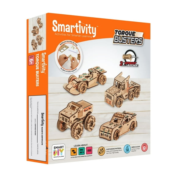 Smartivity Torque Busters 3D Wooden Car Engineering STEM Toy Building Set for Kids Ages 6 and Up