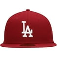 thumbnail image 2 of Men's New Era Cardinal Los Angeles Dodgers White Logo 59FIFTY Fitted Hat, 2 of 5