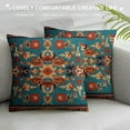 thumbnail image 3 of COMIO  Throw Pillow Covers Tribal Abstract Turquoise and Yellow Vintage Carpet Pattern Decorative Pillow Cases Home Decor Standard Square Floral Pillowcases, 3 of 5