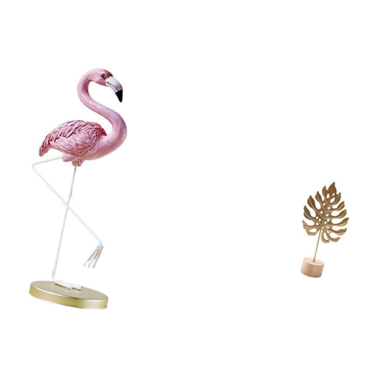 Flamingo Resin Statue Metal Leaf Sculpture Bird Figurine Artistic Resin Craft for Garden Lawn Home Decor