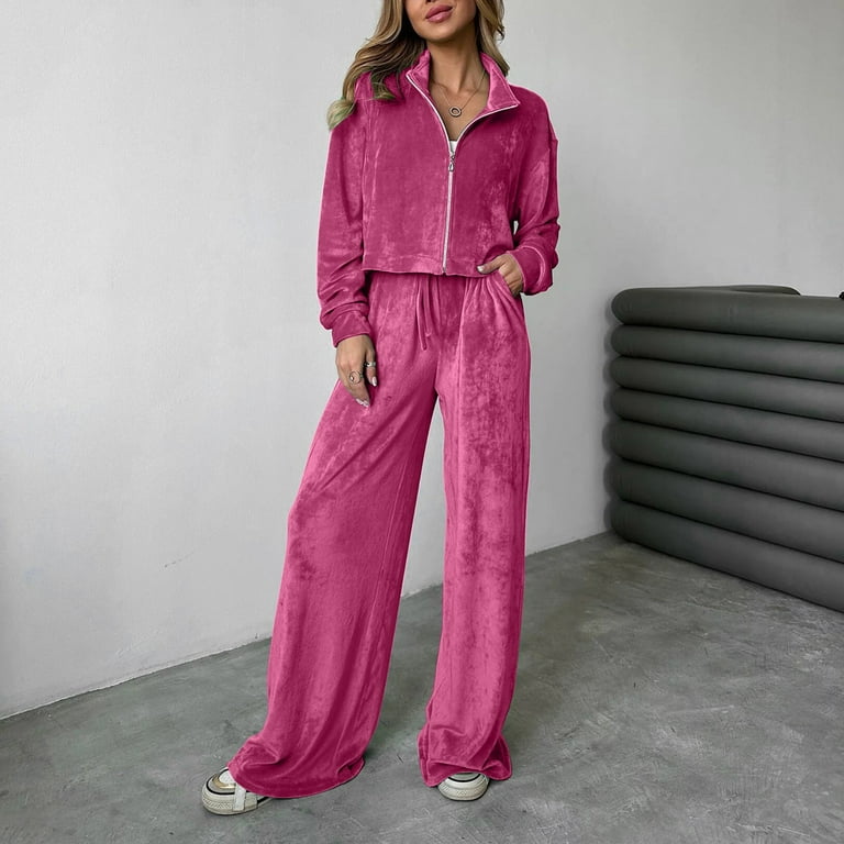 Hot Pink Velour Tracksuit 