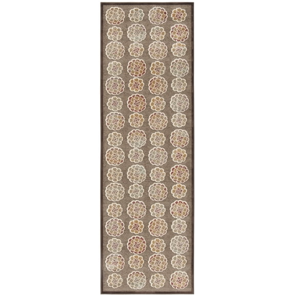 SAFAVIEH Martha Stewart Cecil Floral Geometric Runner Rug, Brown, 2'5" x 7'6"