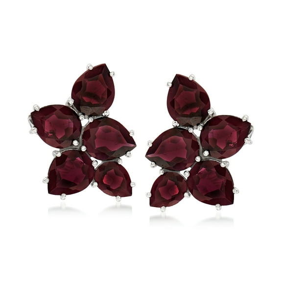 Ross-Simons 18.10 ct. t.w. Garnet Cluster Earrings in Sterling Silver, Women's, Adult