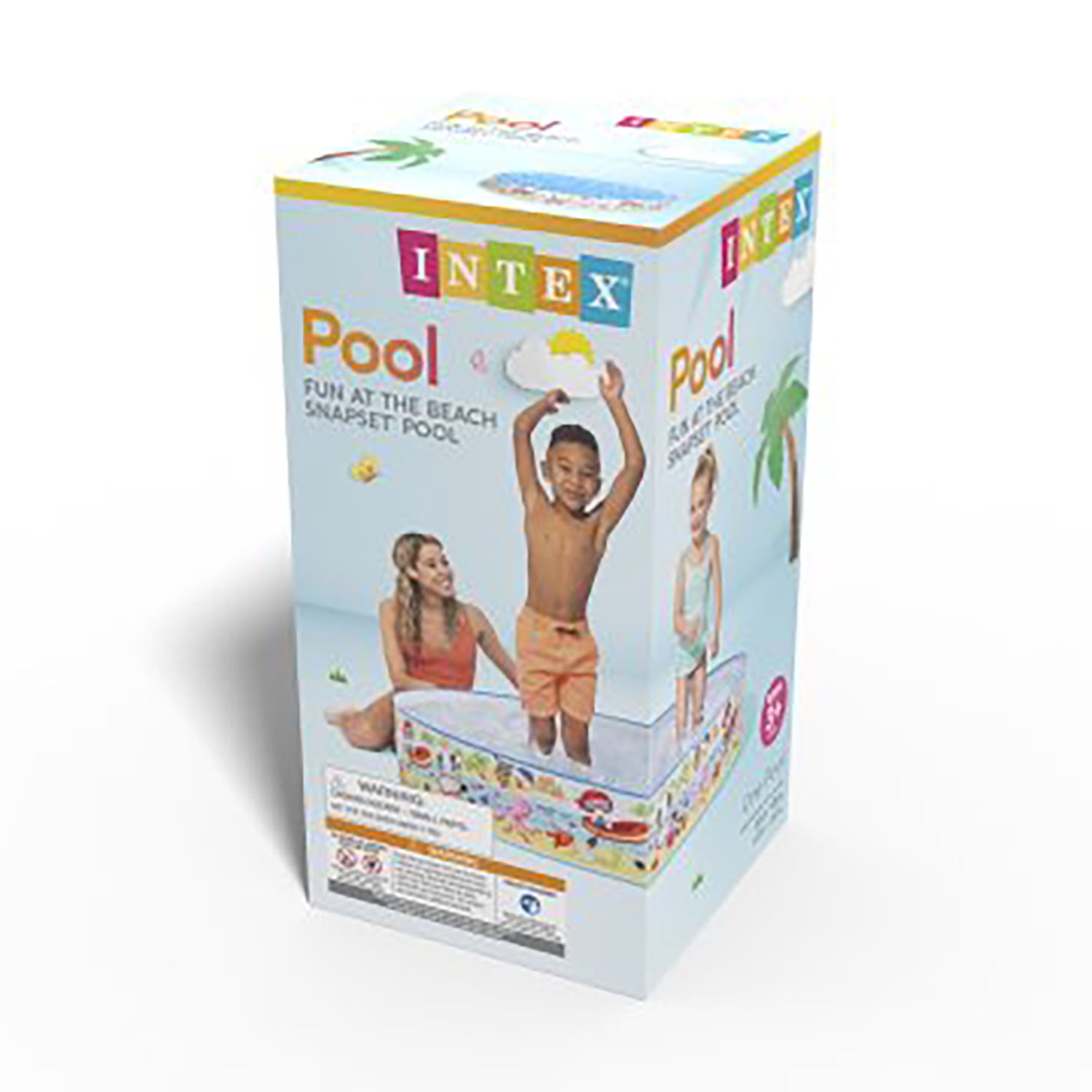Intex: Snapset Pool: Fun At The Beach - 5'x10", Snorkel Buddies Pattern, Water Splash Kiddie Pool, Outdoor & Backyard, Pop-Up Walls, Kids Ages 3+