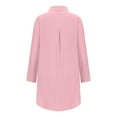 thumbnail image 4 of Wenyuyu Cotton Linen Shirts for Women Summer Button Henley V Neck Long Sleeve Tops Casual Solid Irregular Hem Blouses, 4 of 8