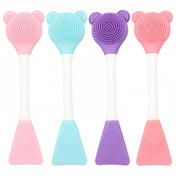 ACDANC 4Pcs Silicone Face Scrubber,Double-Ended Nose Scrubber,Face Exfoliator Scrubber,Colormixing