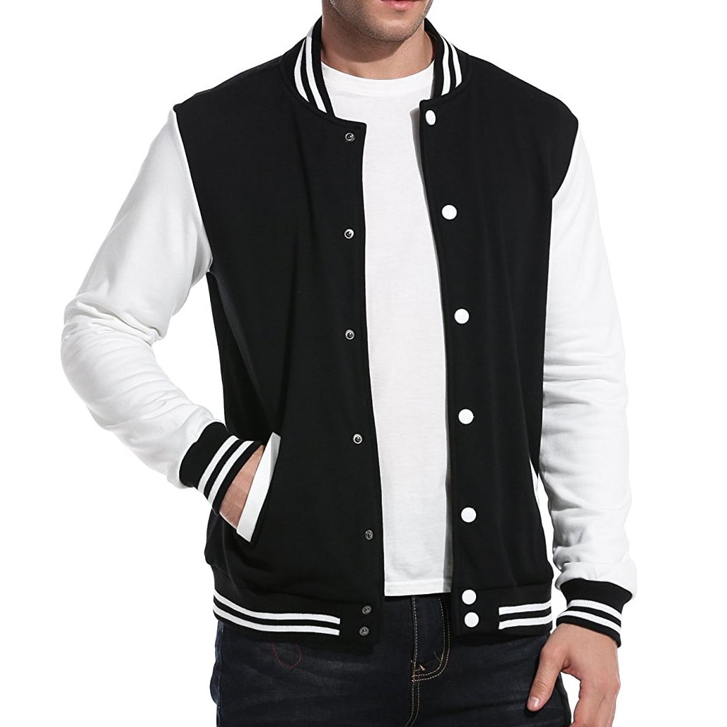 Men's Classic Snap Button Vintage Baseball Letterman Varsity Men's Classic Snap Button Vintage Baseball Letterman Varsity