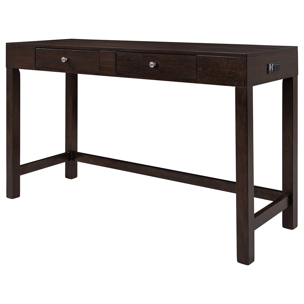 Lowestbest 4-Piece Counter Height Table Set, Mulitpurpose Rustic Bar Dining Table Set, with Socket, Leather Padded Stools and 2 Drawers, Espresso Lowestbest 4-Piece Counter Height Table Set, Mulitpurpose Rustic Bar Dining Table Set, with Socket, Leather Padded Stools and 2 Drawers, Espresso