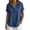 Blue, variant on Women's Cotton Linen Tops Rolled Short Sleeve Half Button Collared Pleated T-Shirts Casual Loose Tunic Blouses