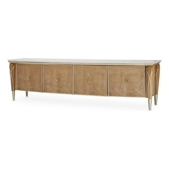 Michael Amini Villa Cherie Wood & Marble Media Cabinet - Caramel