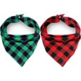 thumbnail image 1 of 2 Pcs Bandanas pour Chien à Carreaux Verts et Rouges de Noël avec Bouton, Foulard à Double Couche en Coton Doux, Bavoir Triangle pour Filles et Garçons, Accessoires Ajustables pour Petits Moyens Grands Animaux, 1 of 5