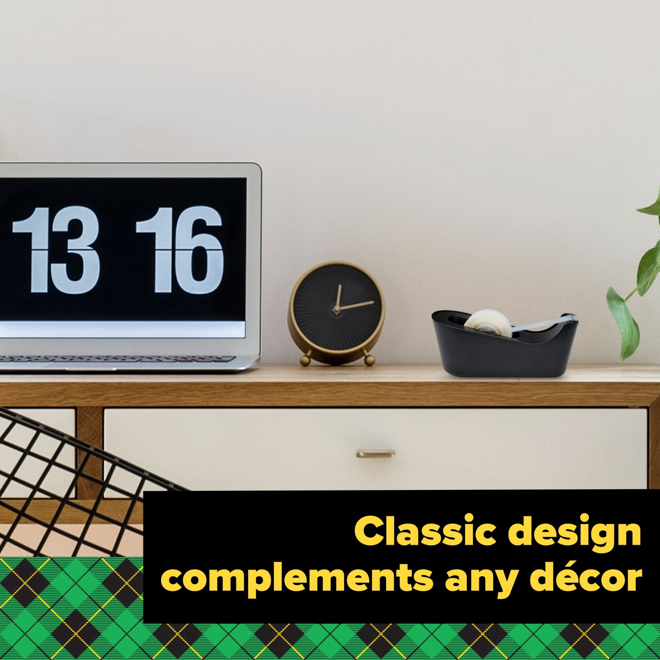 (4 pack) Scotch Desktop Tape Dispenser, Black, Holds 1" Core Tape, 1 Dispenser