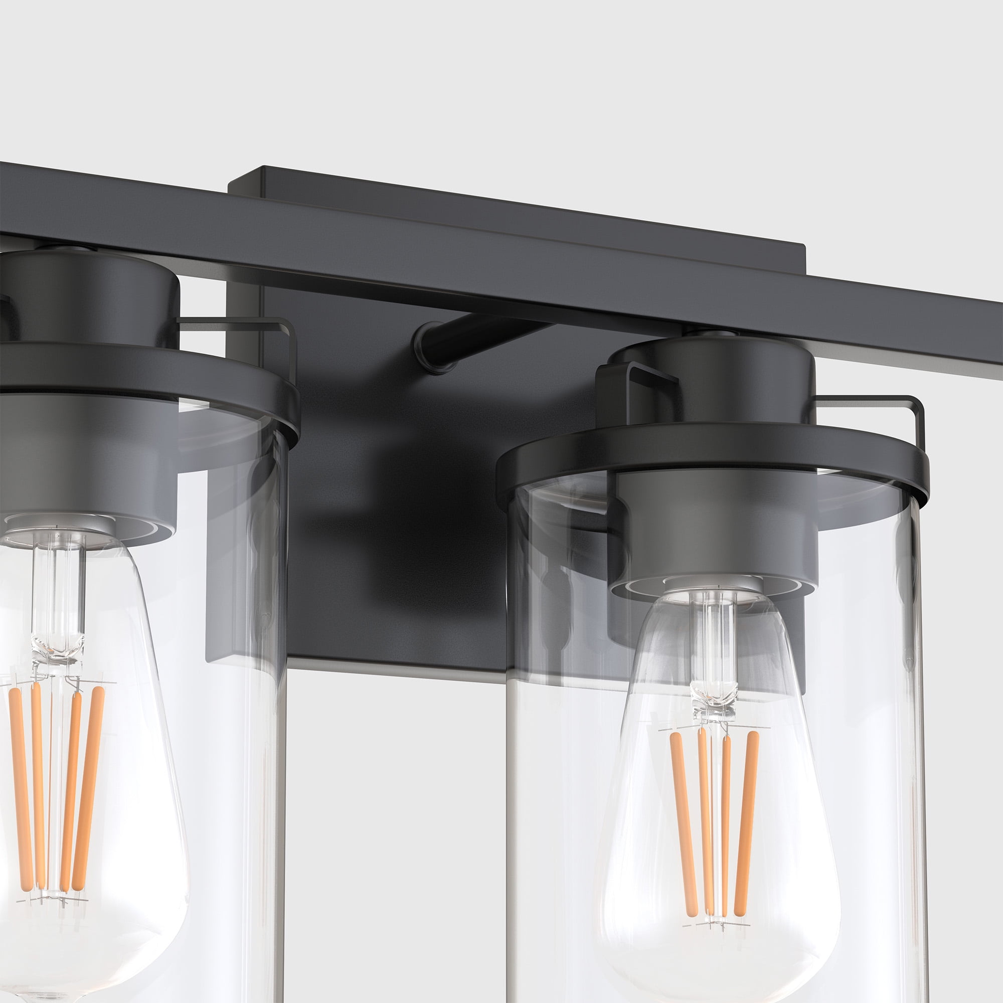 YANSUN  17.8 in 3-Light Black Vanity Light with Clear Glass Shades for Budget Bathrooms, Powder Room, Vanity Table