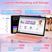 2-in-1 Mini Laptop: 10.95 2K FHD IPS Touchscreen, DDR5 12GB, NVMe 1TB SSD, N95 CPU, Ultra-Thin Metal Body, Win 11 PC, Full-Function Type-C, Cooling Fan, Fingerprint Sensor, Backlit Keyboard