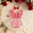 thumbnail image 5 of Sopiago Baby Girl Clothes Summer Outfit Newborn Strawberry Bow Ruffle Sleeveless Tulle Romper Dress Cute Infant Onesie Red,0-3 Months, 5 of 6