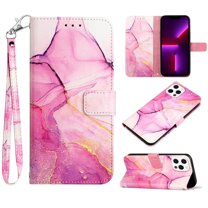 Feishell Fit for Apple iPhone 14 Pro Wallet Case with Wrist Strap,Stylish Marble Pattern Premium PU Leather Folio Flip Credit Card Slots Kickstand Shockproof Protective Phone Cover,A