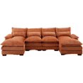 thumbnail image 6 of Tabaray U-Shaped Sectional Sofa Couch,110" Oversized Modular Sectional Sofa with Double Chaise, Modern Chenille Fabric Sectional Sleeper Couch with Solid Wood Legs for Living Room (Orange), 6 of 8