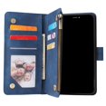 thumbnail image 3 of iPhone XR Wallet Case,Dteck Soft Leather Zipper Wallet Case Magnetic Buckle Horizontal Flip Cover with 5 Card Slots/Photo Pocks For Apple iPhone XR 6.1 inch 2018, Blue, 3 of 8
