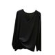 thumbnail image 2 of Blusa de pijama de manga larga para mujer, lisa, informal, a la moda, con cuello en V, de manga larga, para dormir, pijama para mujer, 2 of 3
