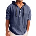 thumbnail image 2 of Yiaimeir ‌Men's Hooded Hemp T-shirt Thin Loose Fit Summer Casual Short Sleeve‌, 2 of 5