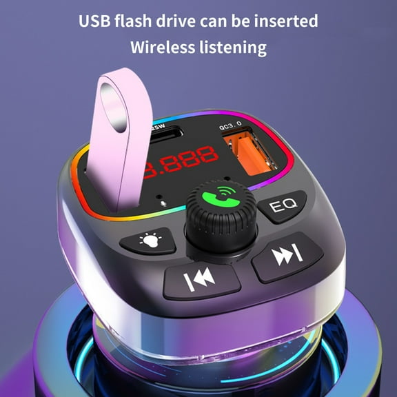 HBYJLZYG Car Accessories Mp3 Player Can Be Inserted Into Usb Card Qc3.0 Fast Charging Voltage Monitoring Cool Lighting Universal Car Bluetooth for Car Models