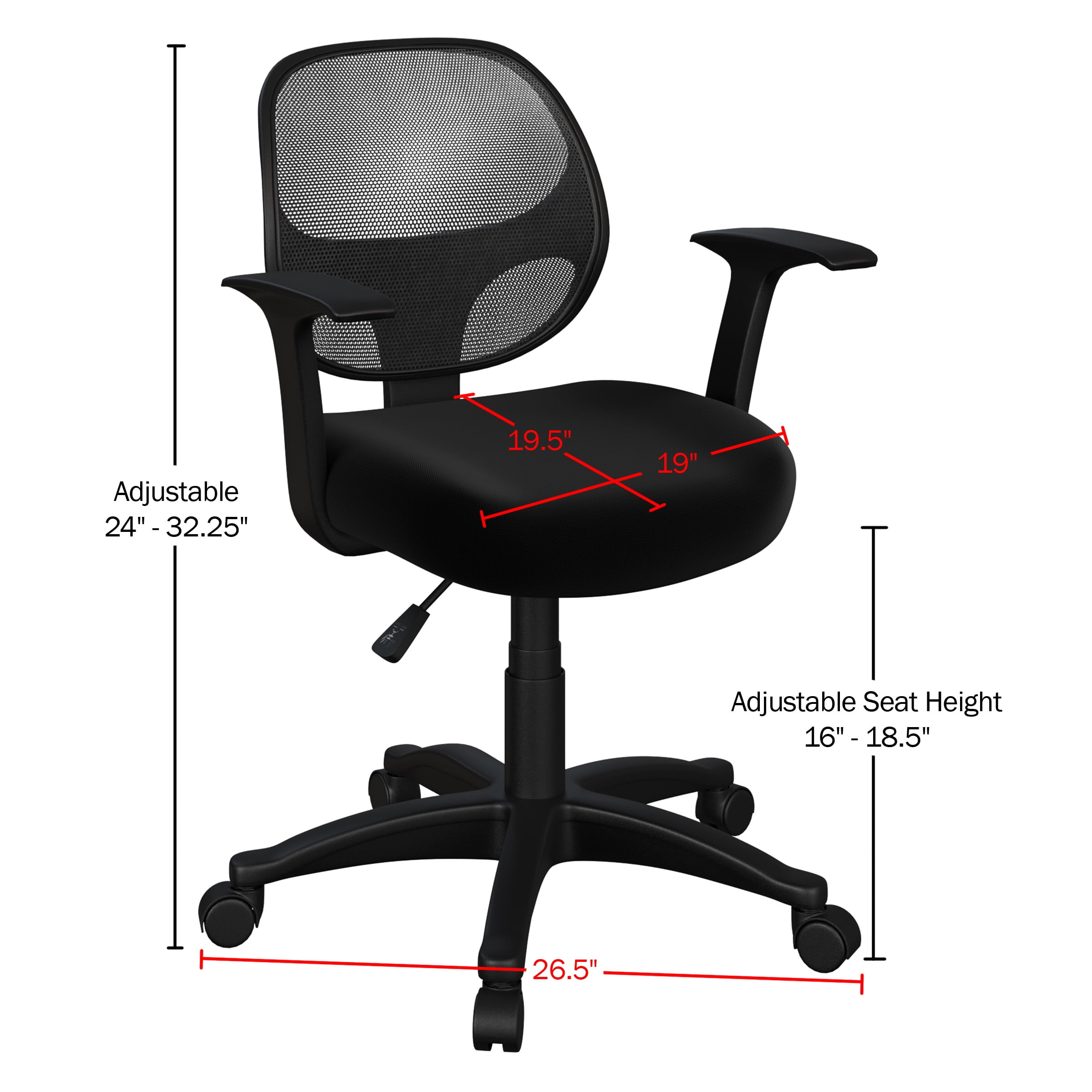 Lavish Home Office Chair Adjustable Height with Wheels Mesh Back