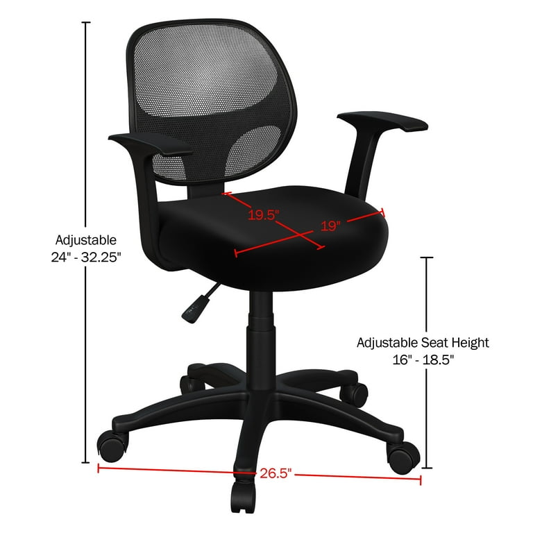 Lavish Home Office Chair Adjustable Height with Wheels and Arms Black Walmart