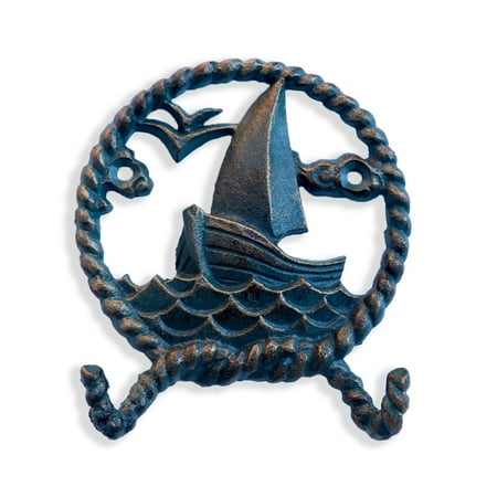 

Viking Sailboat Wall Hanger Hooks - Cast Iron Metal Ship - Good Omens