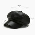 thumbnail image 5 of sunsanly Women Spring Summer Beret Retro Solid Color Faux Leather Short Brim Decorative Sun Protection Anti-UV Breathable Lady Painter Hat Unisex Octagonal Cap, 5 of 7