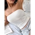 thumbnail image 6 of Womens Strapless Tube Tops Basic Backless Sleeveless Bandeau Going Out Crop Tops Cute 2025 Summer Clothes White M, 6 of 8