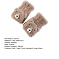thumbnail image 6 of GROFRY 1Pair Women Gloves Double-layers Thickened Cartoon Bear Decor Half Finger Flip Fuzzy Keep Warm Faux Rabbit Fur Autumn Winter Women Plush Writing Mittens for Outdoor, 6 of 8