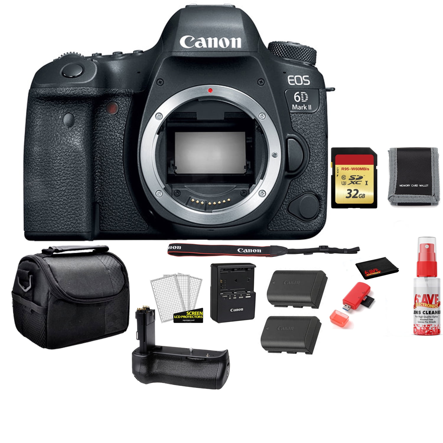 Toestemming Chirurgie hoofdpijn Canon EOS 6D Mark II 26.2MP Full Frame Digital SLR Camera (Body) 1897C002  Bundle Kit with Canon EF 50mm f/1.8 STM Lens + More - Walmart.com