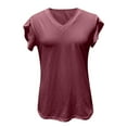 thumbnail image 6 of DondPO Tshirts for Women,Fitted T Shirts Women ShirtShort SleeveCasualStylish Top Shirts Vneck Tshirts,Basic Tees,Short Sleeve Shirts Purple XXL, 6 of 8