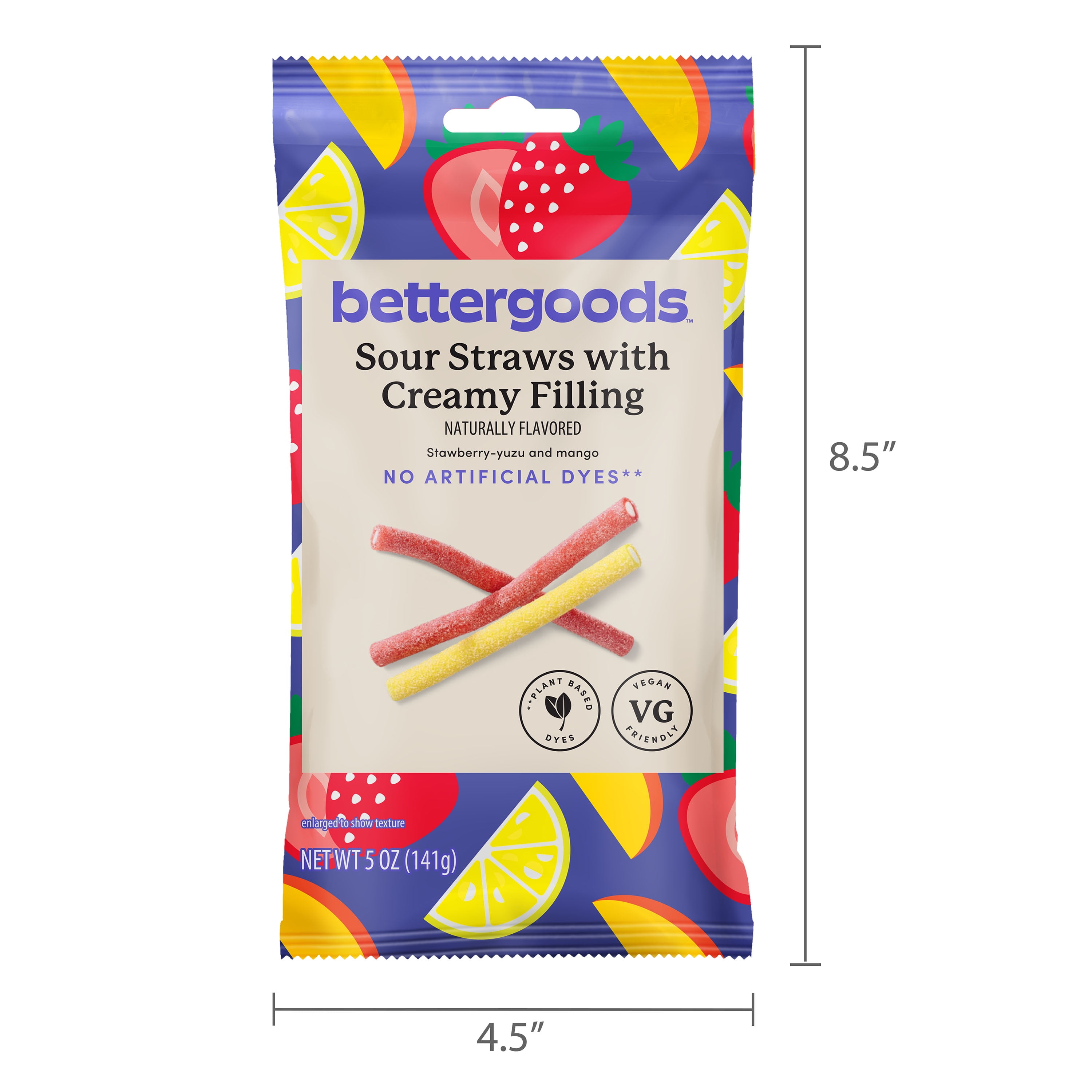 bettergoods Sour Gummy Straws with Creamy Filling, 5 oz