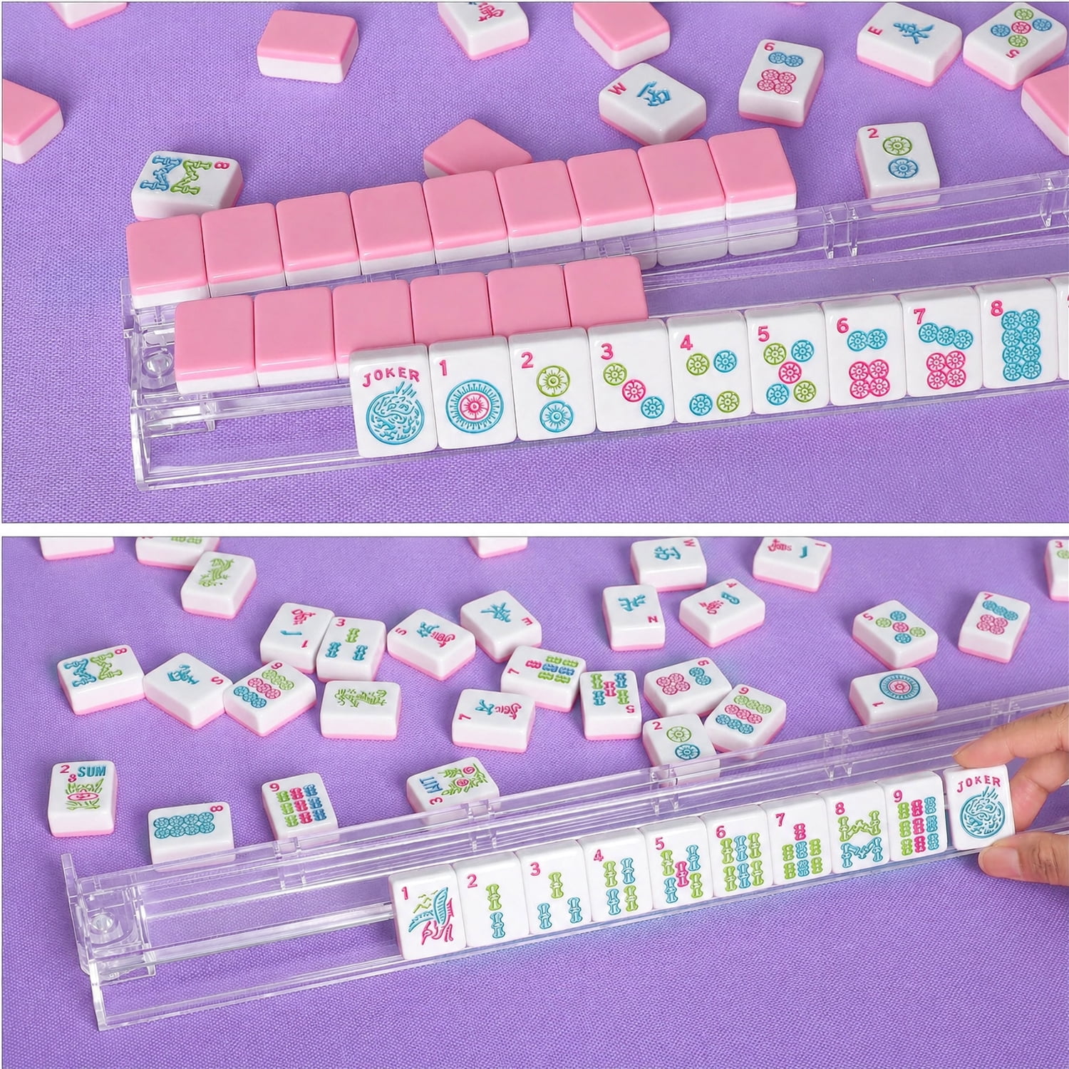 American Mahjong Set - Vibrant 166-Tile 1.2" (30mm) Complete Cotton Candy Collection with PVC Mahjong Bag