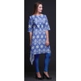 thumbnail image 4 of Bimba Blue Bandhani Tie-Dye Women Kurtas Ethnic Printed Asymmetric Summer Wear Tops For Women Large, 4 of 6