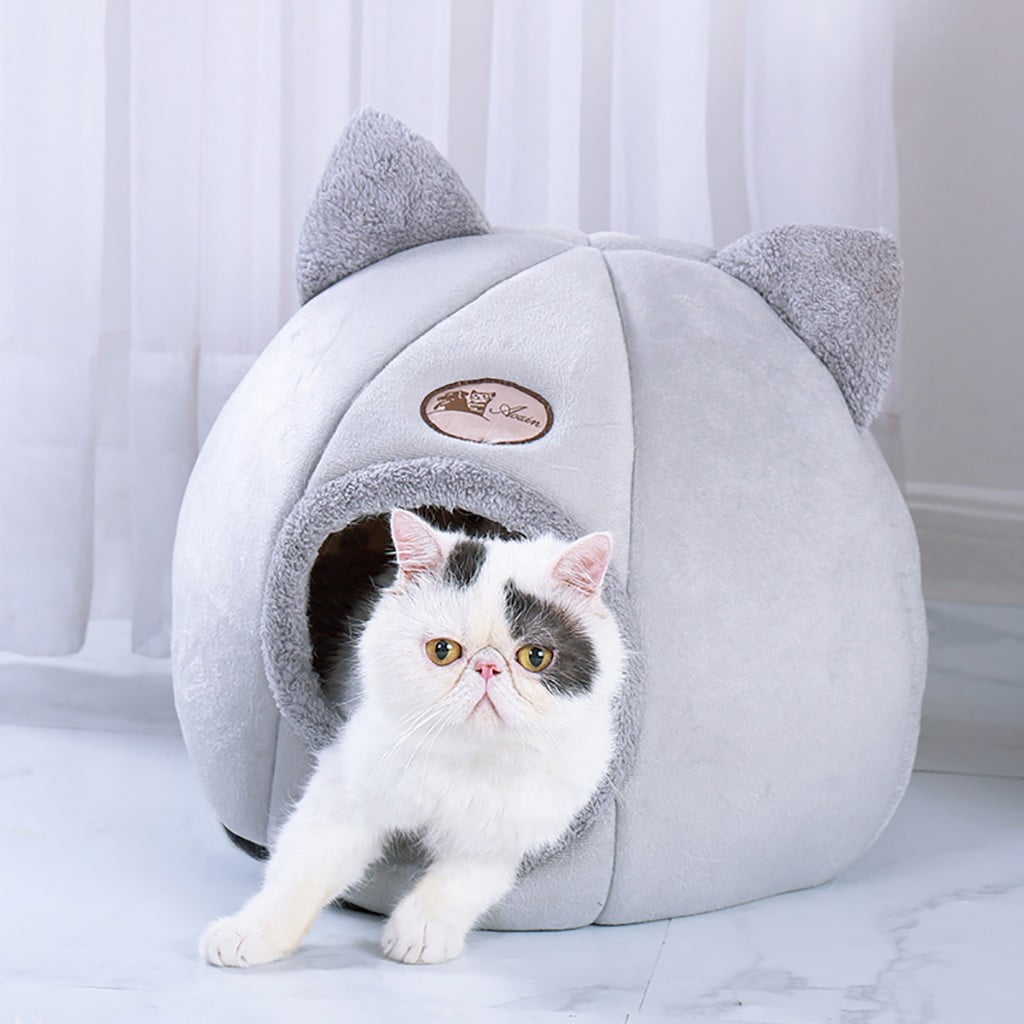 Pet Cave Bed Cat Cave Bed Kennel Nest Pet Triangle Cat Bed Cave for Kitty Puppy Sleeping Tent House