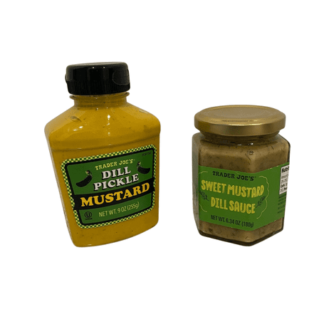 Trader Joes Dill Pickle Mustard 9 Oz And Sweet Mustard Dill Sauce 6.34 Oz
