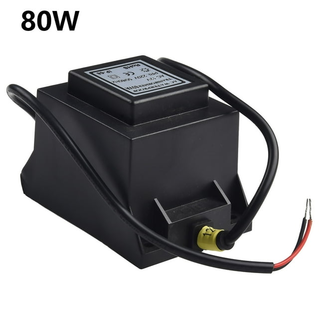 BTOER Transformateur à DEL 12 V Alimentation CA/CA 5-80 W Transformateur d'Alimentation Extérieur avec Fiche UE IP67 pour Éclairage à DEL Piscine