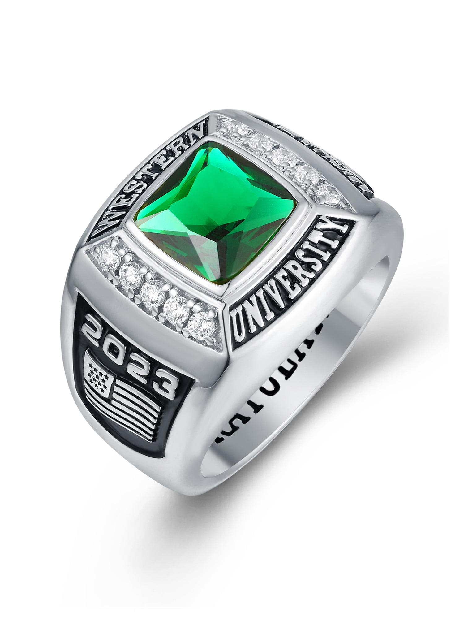 Mementos PJM Customized Men's Class Rings Sterling Silver for High School or College-Deluxe