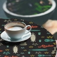 thumbnail image 3 of Ambesonne Tropical Emoji Fitted Round Tablecloth, Aloha Surfing Art, 45"- 56" Diameter, Vermilion and Dark Seafoam, 3 of 5