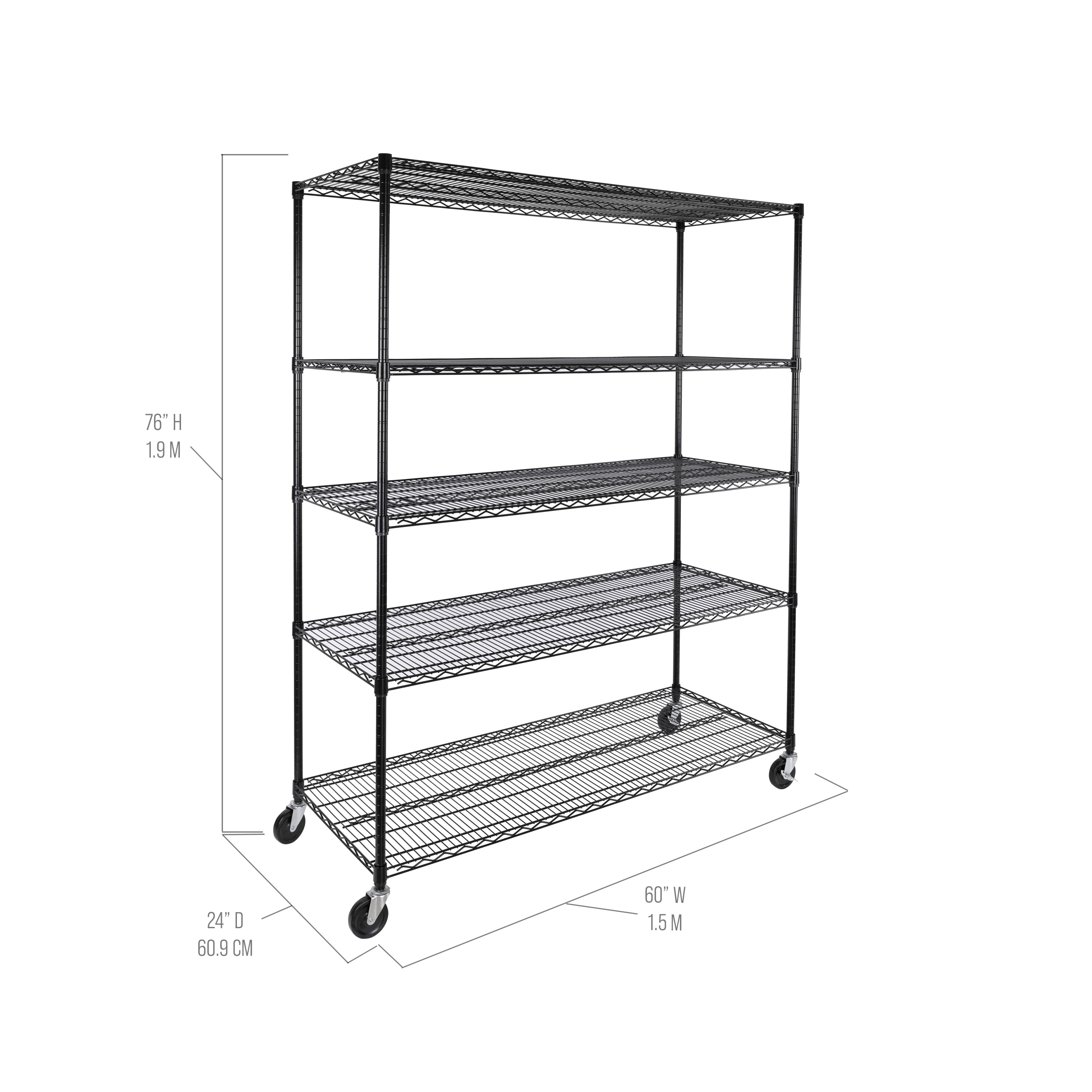 Seville Classics UltraDurable® 5-Tier NSF Steel Wire Shelving, 60" W x 24" D, Black