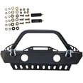 thumbnail image 2 of CCIYU Texture Black Front Bumper with D-ring & Winch Plate Compatible for 2007-2018 for Chevrolet Wrangler JK, 2 of 5