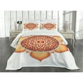 thumbnail image 3 of Ambesonne Leaf Quilted Bedspread Set 3 Pcs, Harmony Motif, King Size, Orange Vermilion, 3 of 5