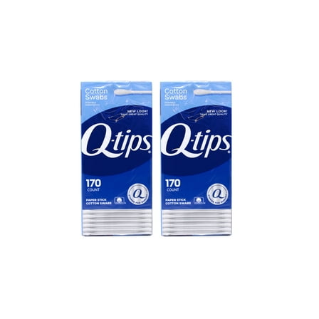 Q-tips Cotton Swabs, 100% Cotton, Durable Paper Stick, Multi-Purpose, 170 Count- Pack of 2