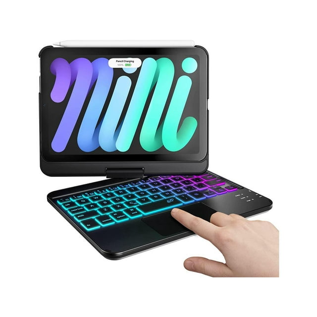 Touch Wireless Keyboard Case for iPad Mini 6 2021 8.3 inch, Touchpad 7 Color Backlit, 360 Rotatable Protective Cover For iPad Mini 6th Generation 8.3" 2021