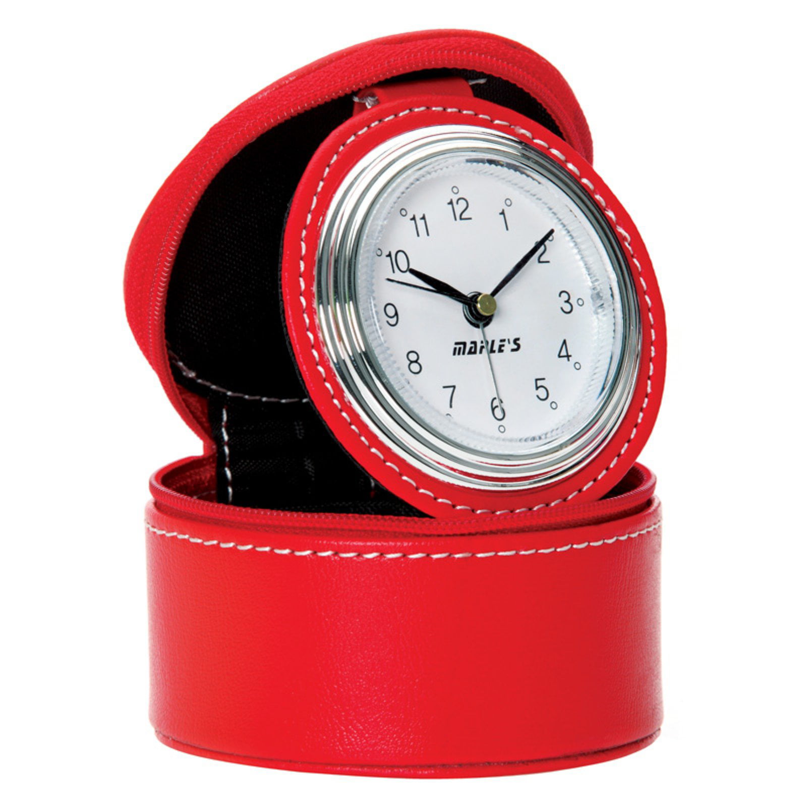 red travel alarm clock