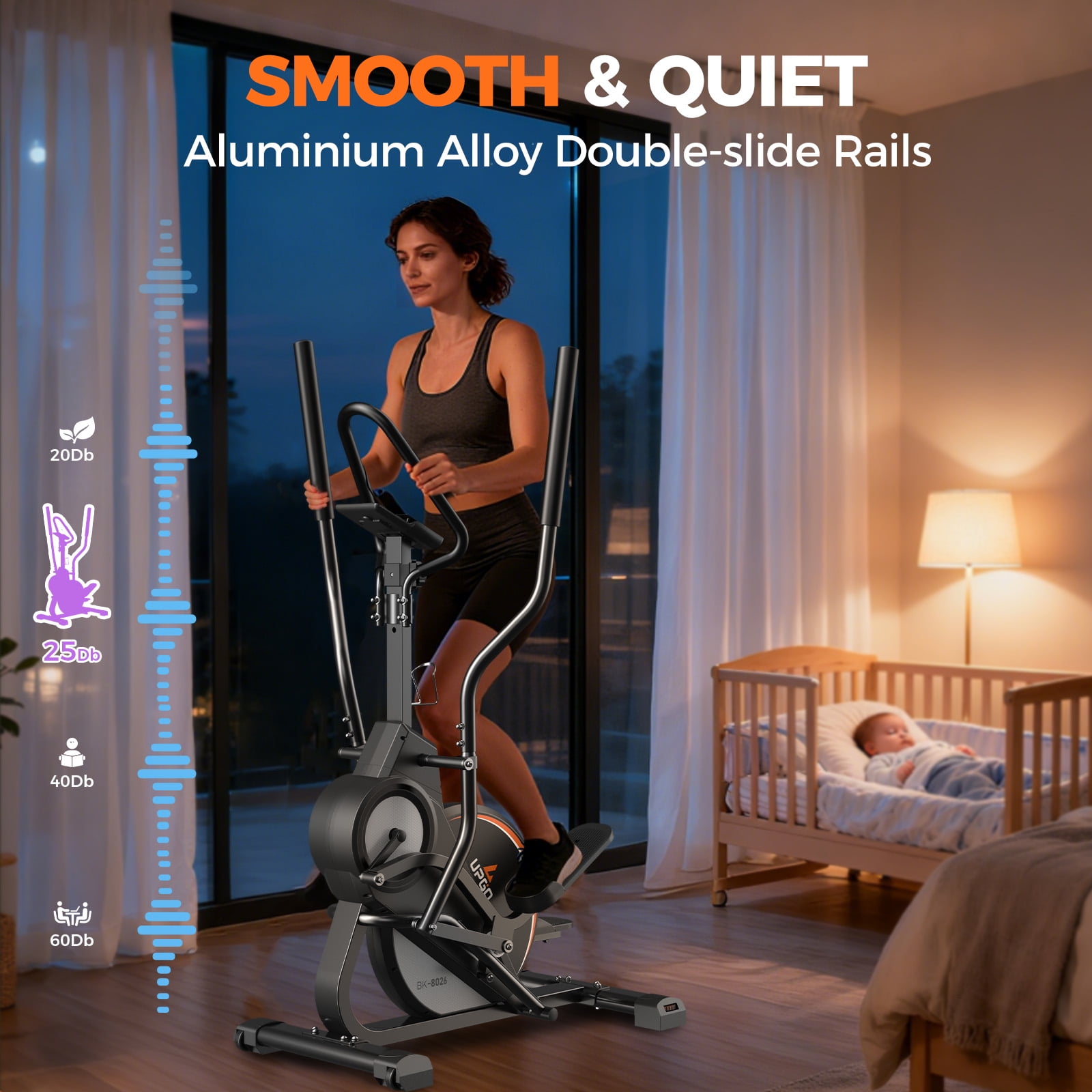UPGO Pro Cardio Climber Stepping Elliptical Machine, 3 in 1 Elliptical, Total Body Fitness Cross Trainer with Hyper-Quiet Magnetic Drive System