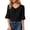 Black, variant on Summer T Shirts for Women Lightweight Knit Top with Double Layer Ruffle Sleeves V Neck Casual Tee White XXL