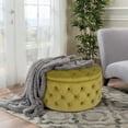 thumbnail image 5 of Homebeez Round Storage Ottoman Button Tufted Footrest Stool Coffee Table Children Sofa Stool,Yellow, 5 of 8